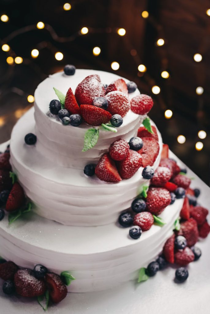 Berry and cream custom tiered cake