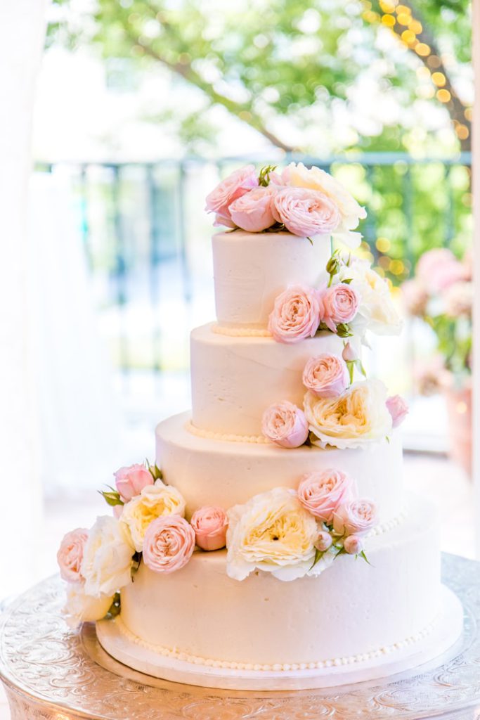 Four-layer fondant wedding cake