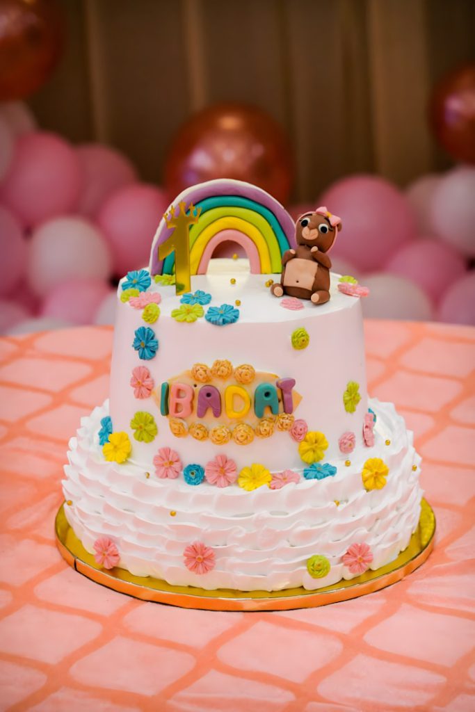 Colorful rainbow birthday cake