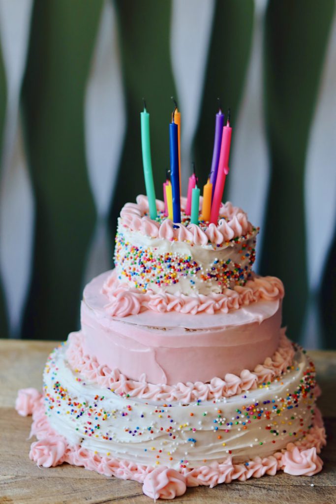 Three-tier character birthday cake