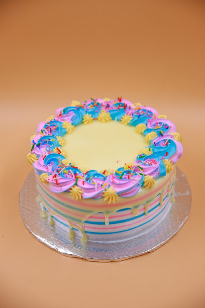 Tropical floral birthday cake
