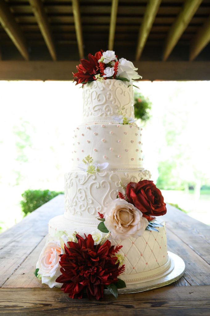 Classic white four-tier wedding cake